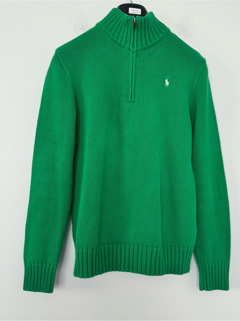 Polo Ralph Lauren Sweater Boys Youth L 14-16 Green 1/4 Zip Pullover Knit Pony